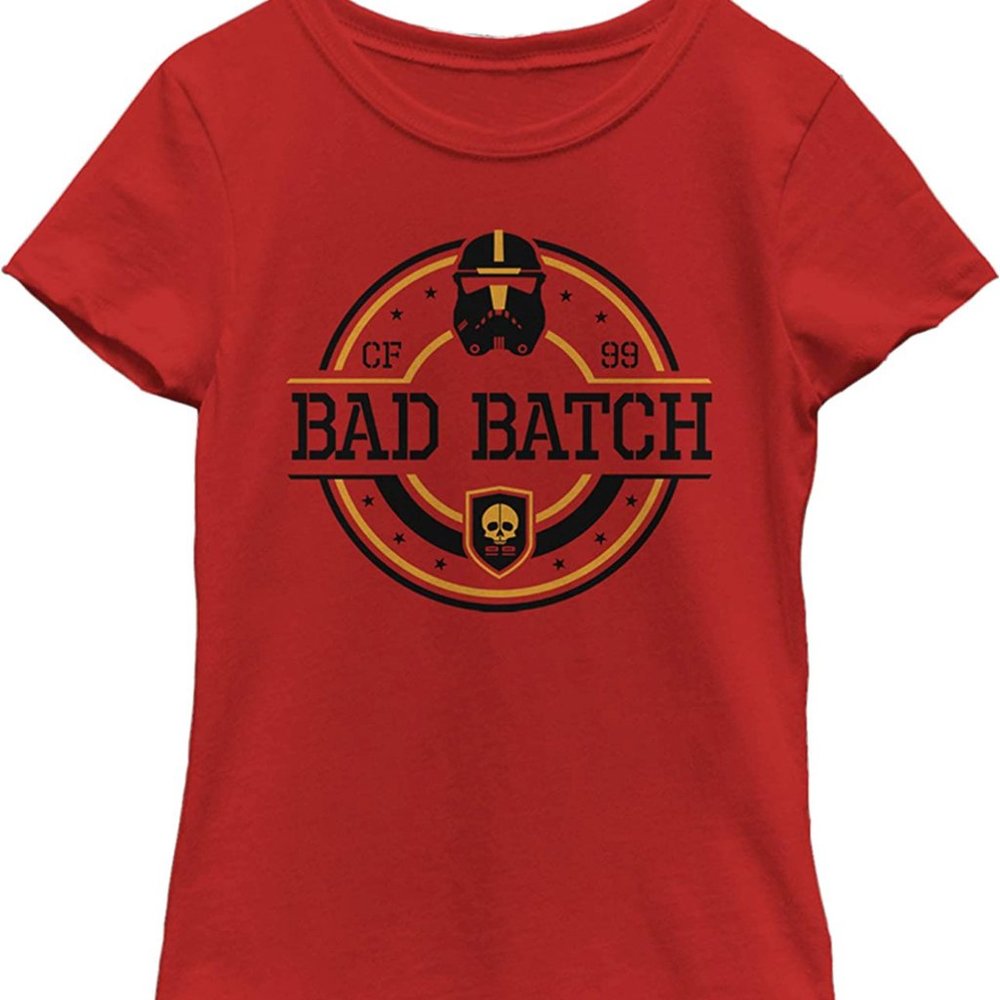 STAR WARS Kids Bad Batch The Ninety Nine Girl's Solid Crew Tee Size Large